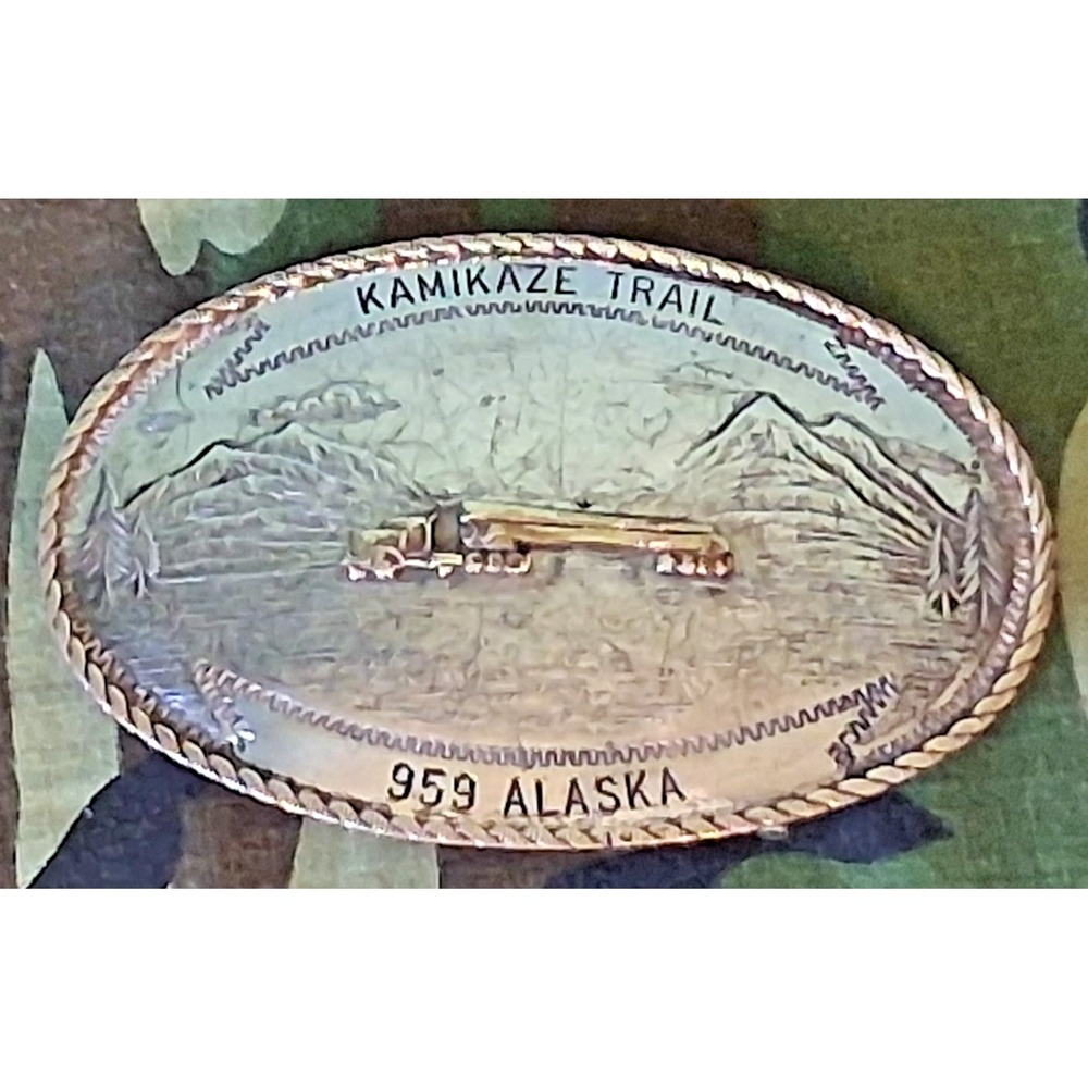 Montana Silversmiths German Silver Kamikaze Trail 959 Alaska Belt Buckle